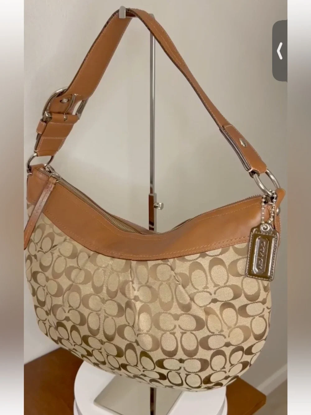 Coach SoHo Brown Leather and Signature Jacquard Shoulder Bag - Picture 9 of 14
